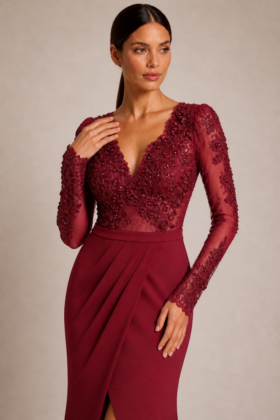 Платье цвета японский клён с корсетом Swarovski миниатюра 2